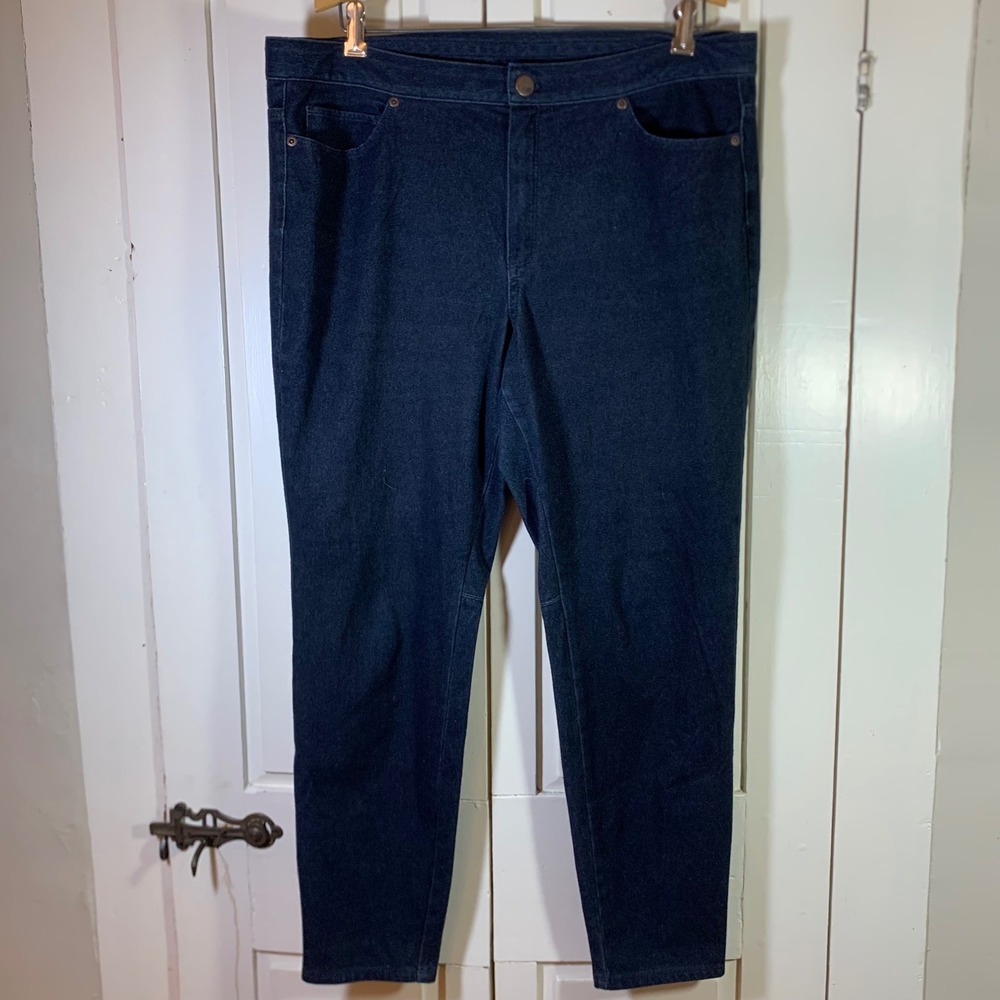 J. Jill Dark‎ Wash Denim Leggings Size 16 HR Stretch Tapered Skinny Pants READ